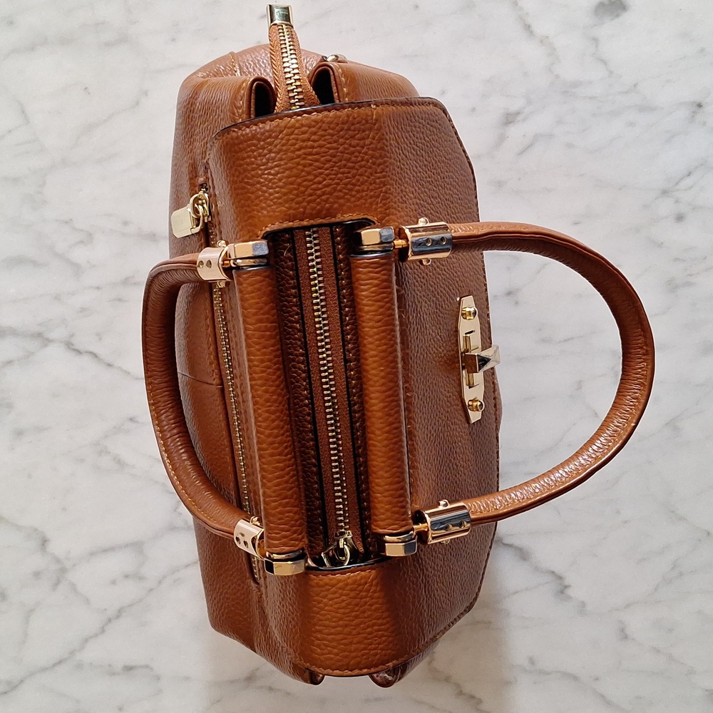 Pebbled Leather Brown Satchel - Picture 4 of 8